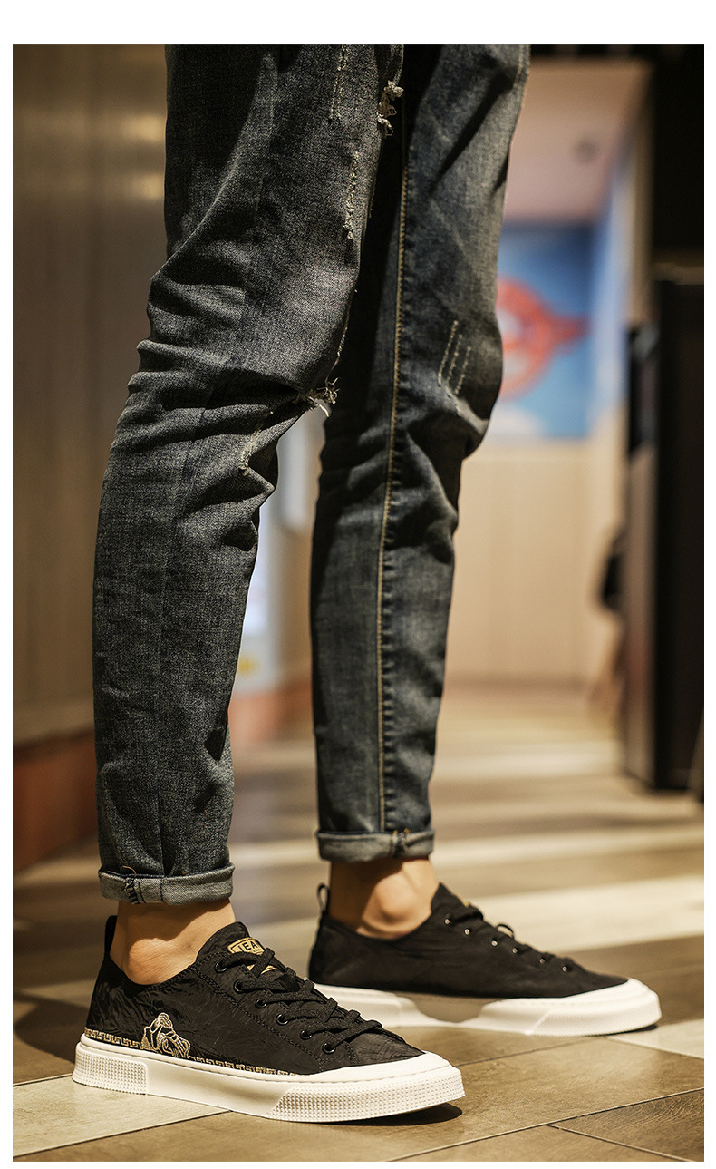 Cross-border summer ice silk mesh breathable sports shoes men's flying weaving students small white shoes lazy shoes hip-hop skateboard shoes_voghion.com
