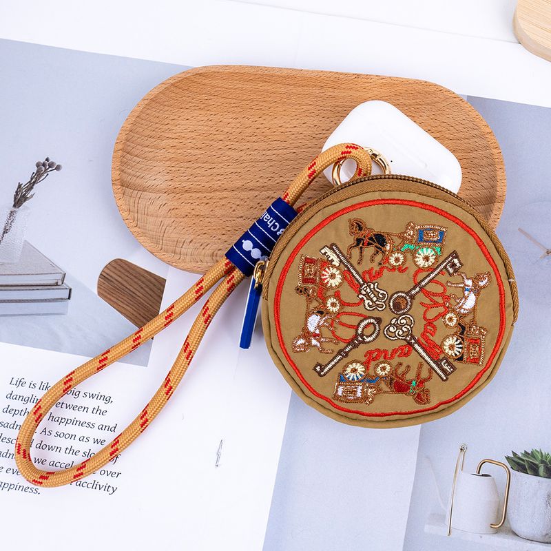 Summer New Embroidered Coin Purse Handheld Small Bag Versatile Casual Daily Waterproof Storage Key Earphone Handbag_voghion.com