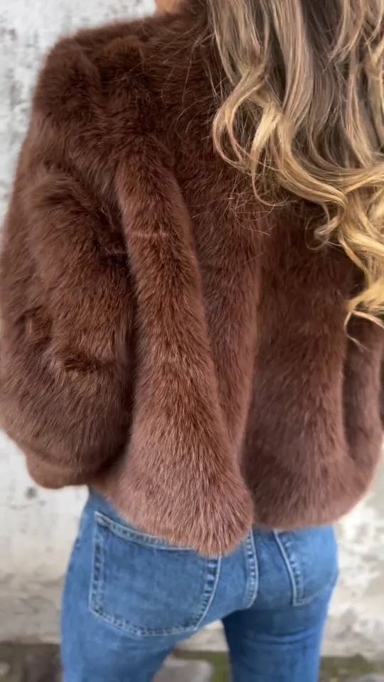 Women's Clothing new autumn and winter women's fur high collar zipper casual tops jacket_voghion.com
