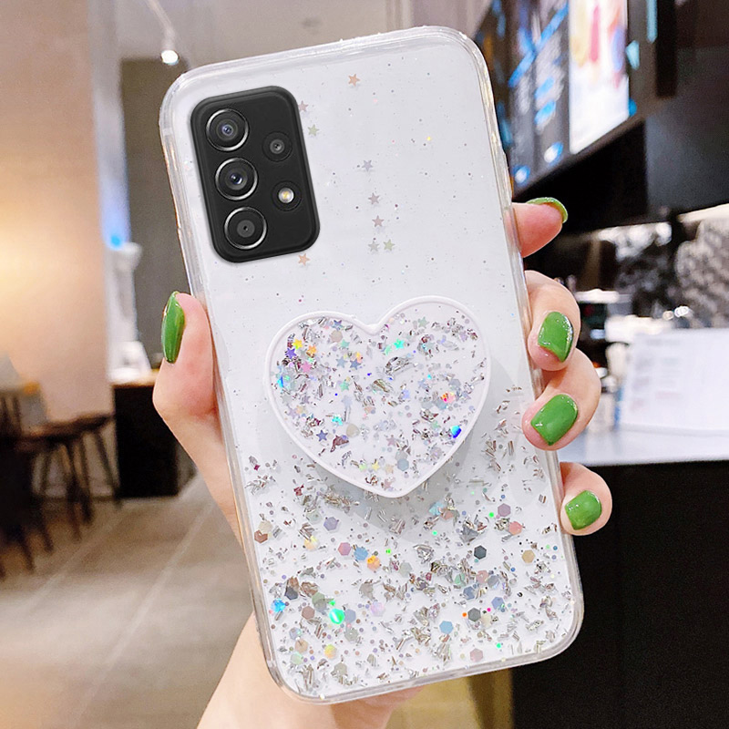 Coque za Samsung S21 Ultra Case Bling Glitter Heart Holder Cover Samsung Galaxy S21 FE Plus S21Ultra S 21 S2 1 Phone St_voghion.com