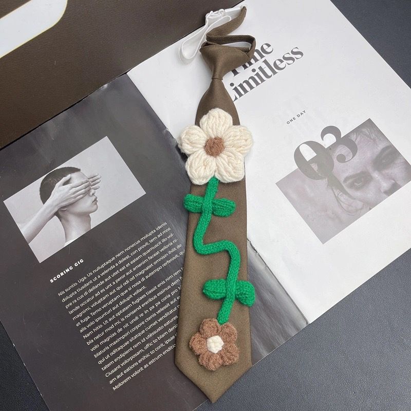 Niedliches, einzigartiges, lässiges, kurzes, trendiges Blumen-Krawatten-Set – kein Knoten erforderlich_voghion.com