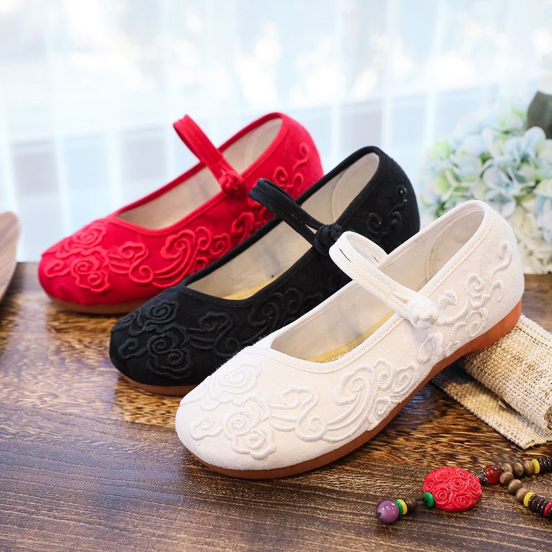 Flache Schuhe mit Kuhsehnensohle, einfarbige Damen-Einzelschuhe für Frühling und Sommer, bestickte Stoffschuhe, Teller_voghion.com