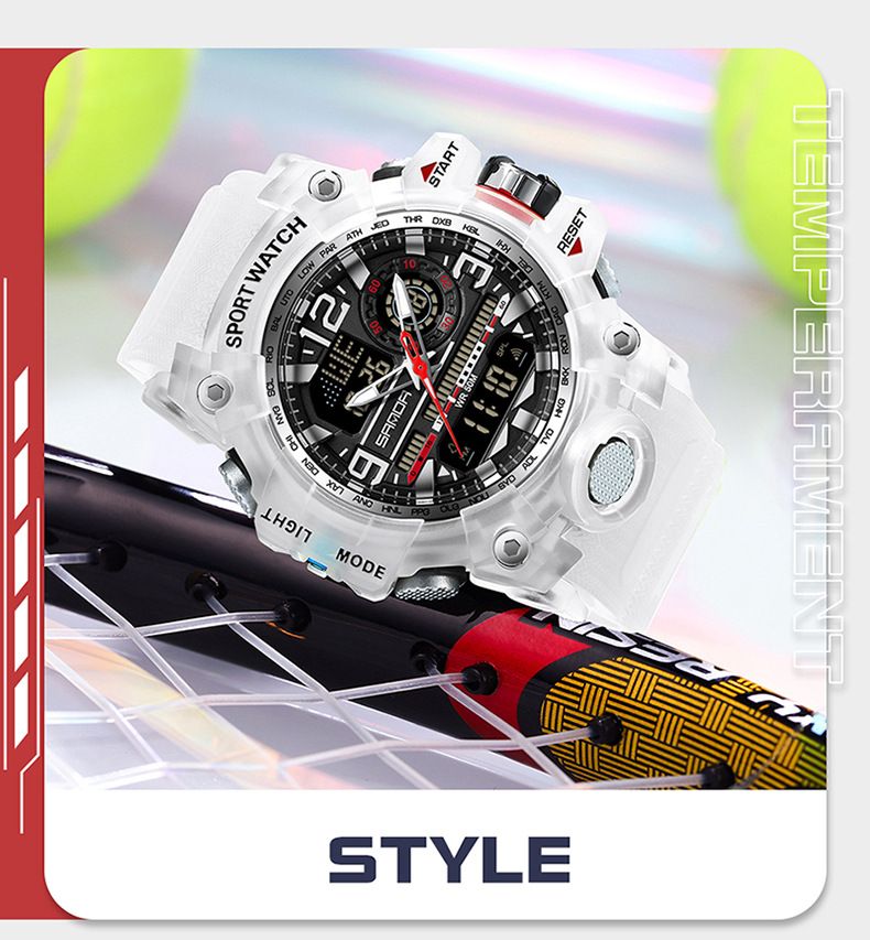 Stylish Unisex Digital Sports Watch With Dual Time, Alarm, Waterproof & LED Backlight - Perfect For Daily Wear, Workouts & Outdoor Adventures_voghion.com