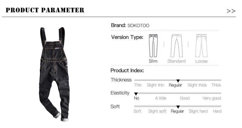 Sokotoo Herr slim patch ficka denim haklappsoverall Casual svarta hängslen jumpsuits Jeans T221102_voghion.com