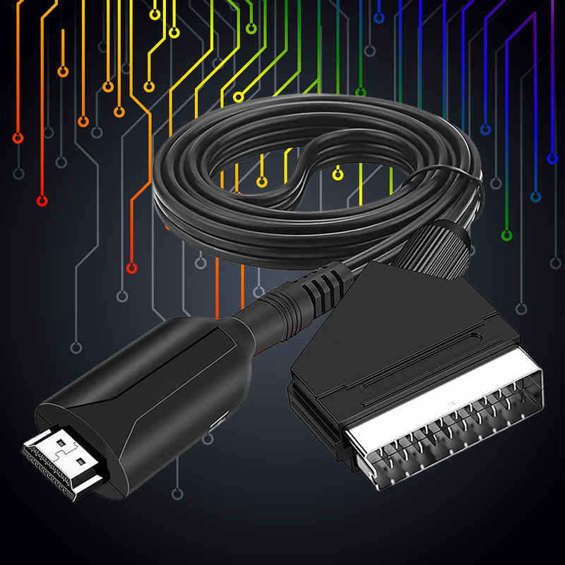 Xinweiqing Video Audio Adapter Mini High Resolution HDMI-compatible to Scart AV Signal Converter with USB Cable for DVD Player_voghion.com