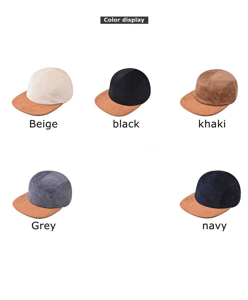 Cappello da baseball a tesa corta con lingua d'anatra, da uomo e da donna, con bordo piatto in velluto a coste e blocchi di colore, morbido e casual, per esterni_voghion.com