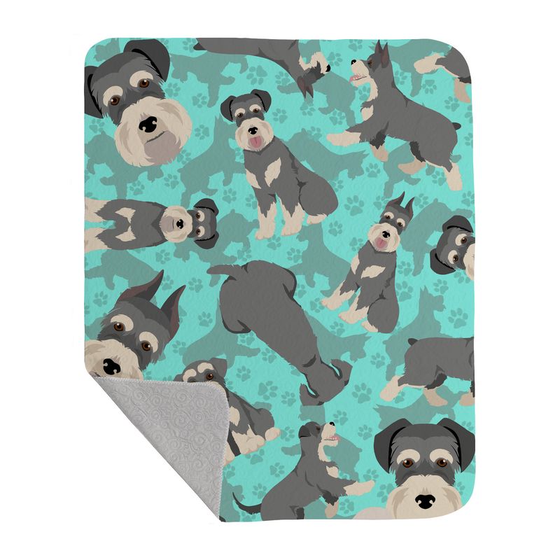 Schnauzer Quilted Blanket 50x60 Artwork Pattern Quilted Throw Blanket for Bed, Couch, Sofa, Soft and Lightweight_voghion.com