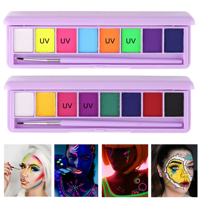 Wasserlösliche Körper-Ins-Kosmetik Uv Fluoreszierende 8 Farbe Lidschatten Creme Gesichtsmalerei Platte Körper Make-up_voghion.com