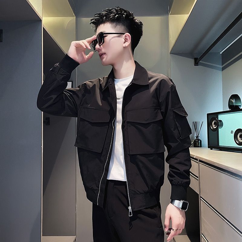 High End Multi Pocket Military Green Workwear Jacket For Men, Men's Jacket, Men's Lapel Jacket_voghion.com