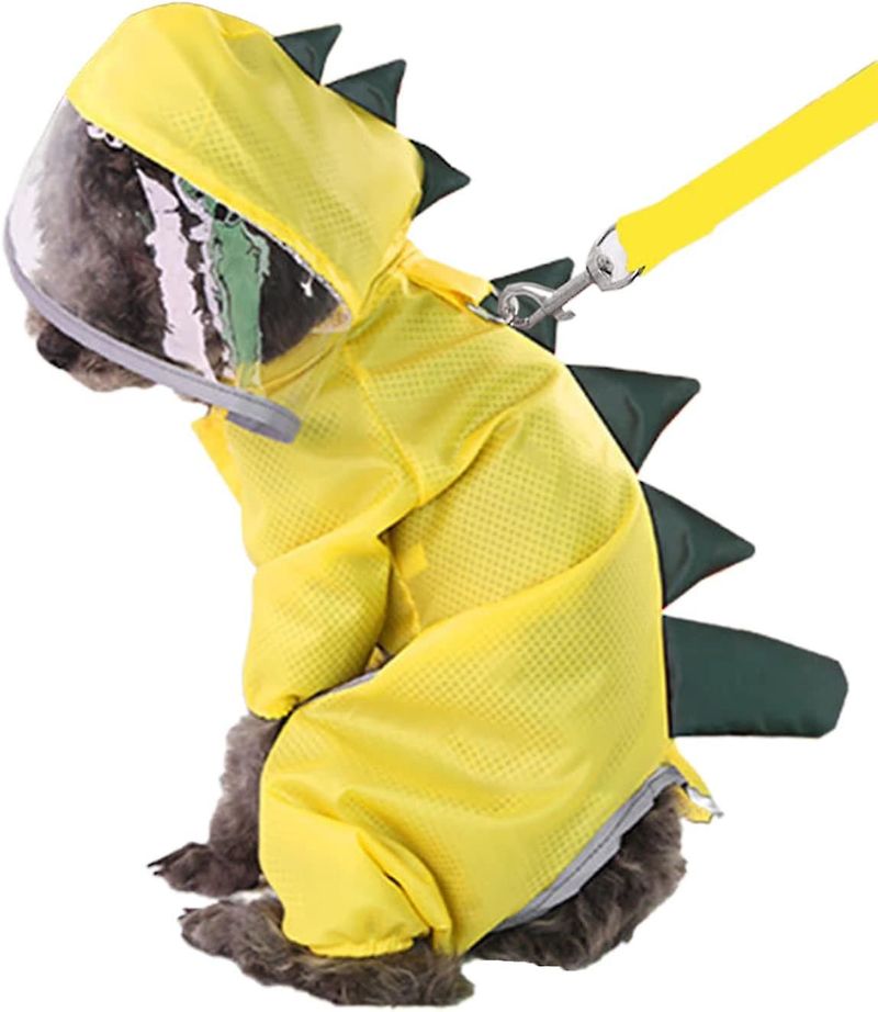 Dog Raincoat with Hood and Collar Hole, Hooded Dog Raincoat, (S)_voghion.com