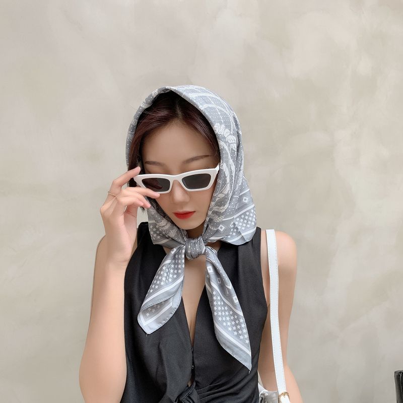 90cm unregelmäßiges Design Simulation Temperament Seidenschal Stirnband Riemen atmungsaktiv Sonnenschutz_voghion.com