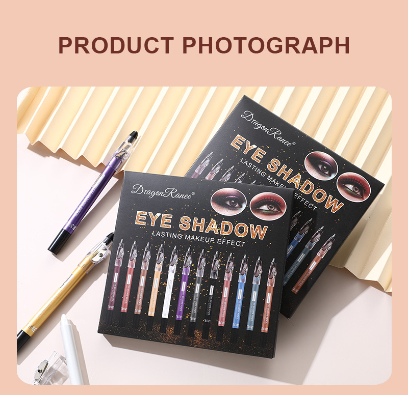 12-Piece Eyeshadow Pencil Set With Pearlescent Finish - Includes Sharpeners, Professional Eyeshadow Makeup Kit_voghion.com