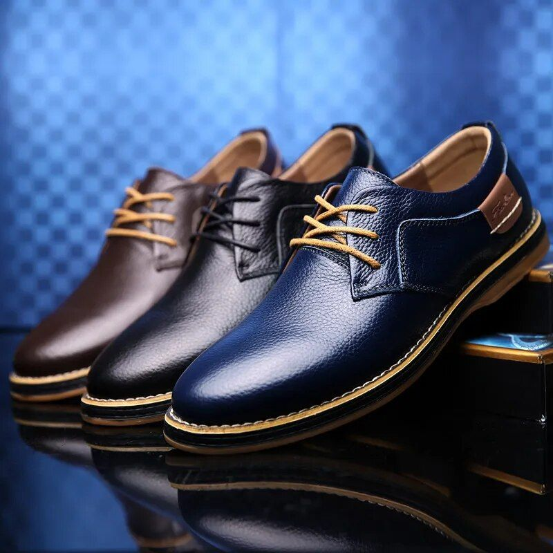 Kosten leistung Echtes Leder Männer Kleid Oxfords Brogue Lace Up Italienische Herren Casual Schuhe Marke Mokassins Loafers Plus_voghion.com
