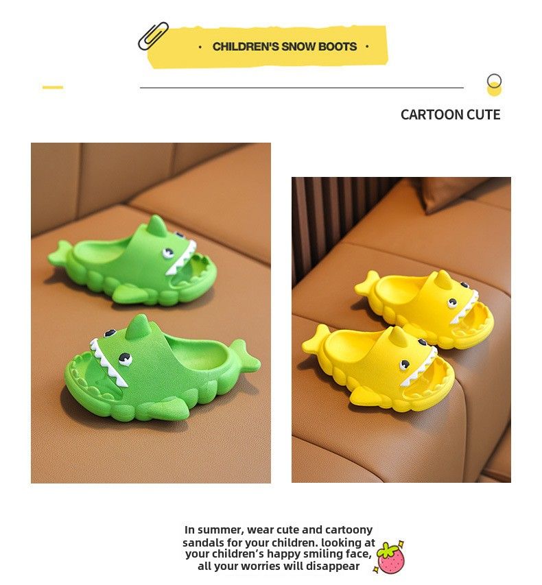 Shark children's slippers summer boy cartoon cute non-slip household bathroom bath boys girls cool slippers big children's shoes_voghion.com