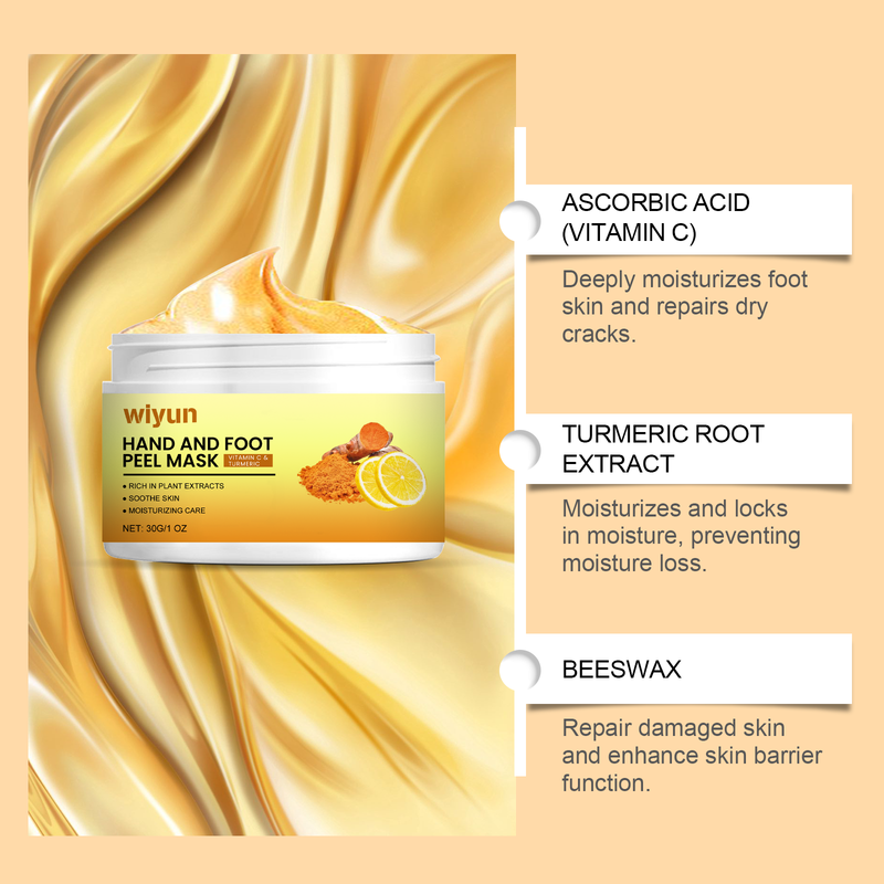 Wiyun Vitamin C Turmeric Pulls Hand And Foot Mask, Gently Cleans Dead Skin, Restores Moisture And Nourishes Delicate Hands And Feet Skin_voghion.com