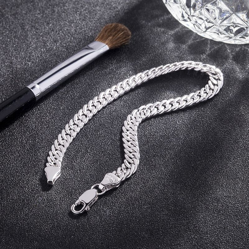 Bracciale in argento da uomo, alla moda, con catena a frusta da 6 mm, gioiello rock hip hop alla moda._voghion.com