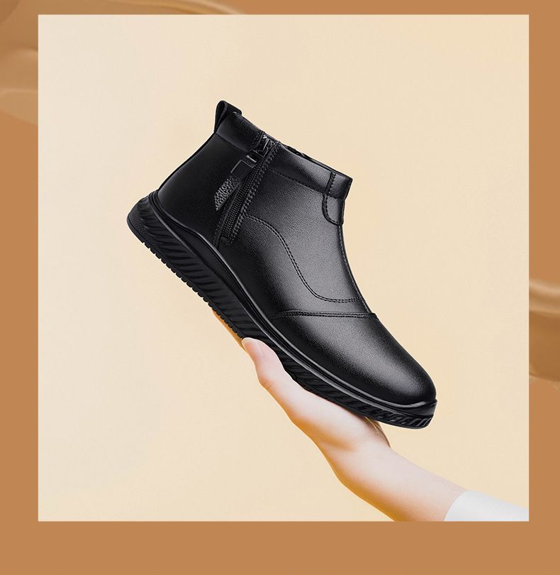 Baumwollschuhe, Herren-Samtschuhe, dicke Lederschuhe, wasserdichte Freizeitschuhe, Herren-High-Top-Schuhe für Senioren, Schneestiefel_voghion.com