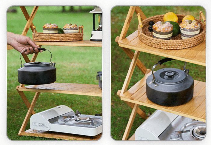 Outdoor Storage Folding Table Portable Multifunctional Multi-layer Organizer For Camping Special Tableware Rack_voghion.com