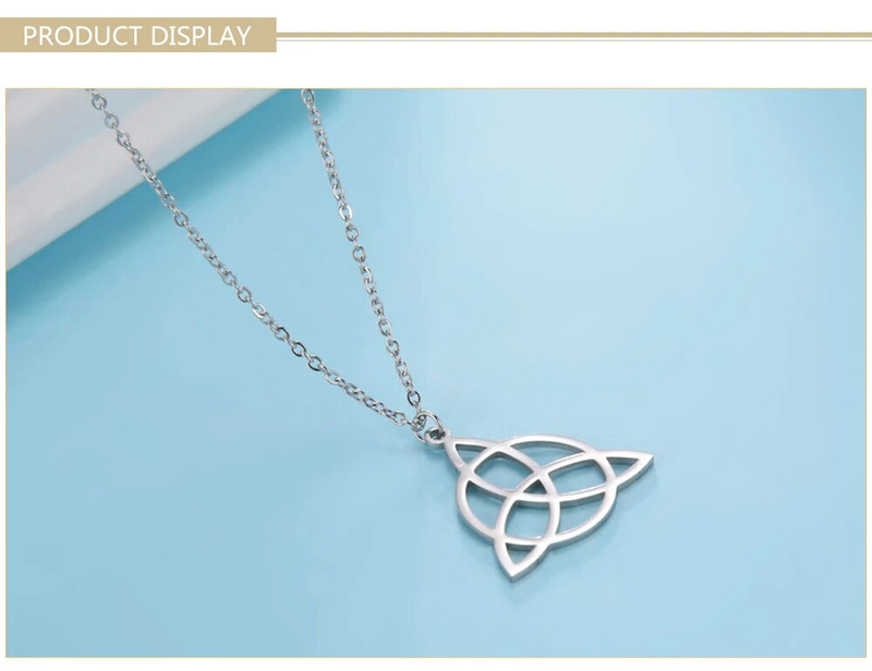Ready Stock Skyrim Viking Irish Celtics Knot Pendant Necklace for Women Amulet Triquetra Chain Necklaces Stainless Steel Jewelry_voghion.com