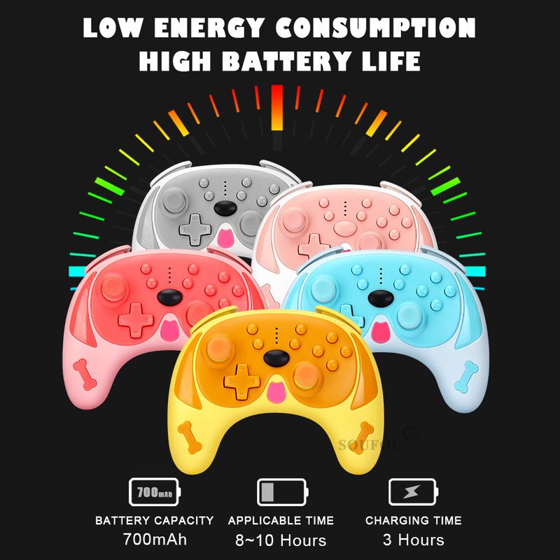 Cute Dog Shaped Wireless Controller Support Wakeup Turbo for Ninendo Switch Pro with 6-Axis Gyro Dual Motor Video Game Consoles_voghion.com