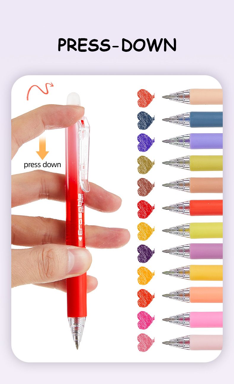 36 Colors Erasable Gel Pens, 0.7mm Fine Tip, Quick-Dry Ink, Smooth Writing For School, Office & Art Projects (Set Of 36 Vibrant Colors)_voghion.com