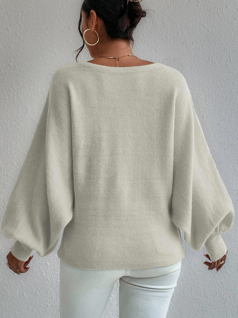 Damenbekleidung Lockerer Pullover Strickpullover für Damen Pullover mit Laternenärmeln_voghion.com