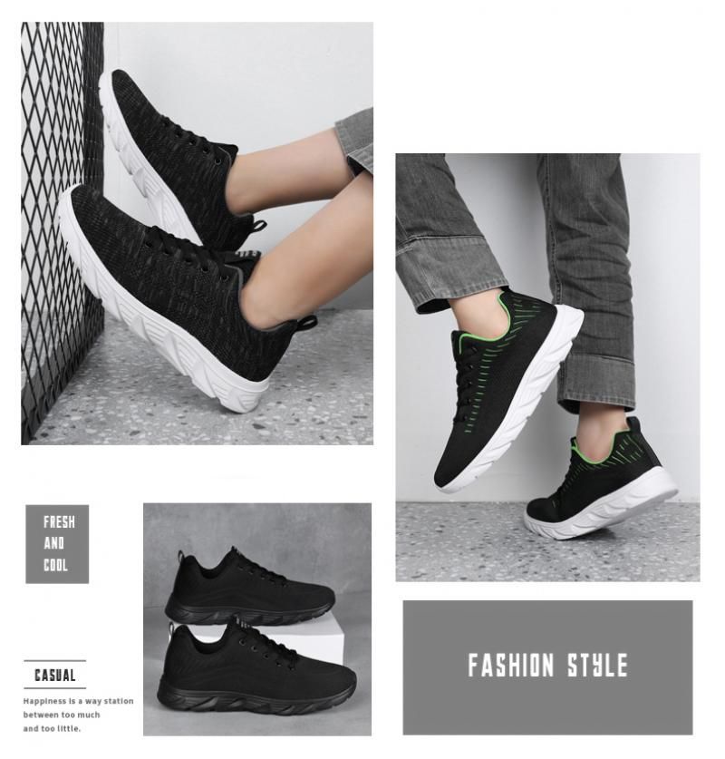 Zapatillas de deporte de punto con cordones de moda para hombre, calzado informal para correr, caminar, hacer ejercicio al aire libre_voghion.com
