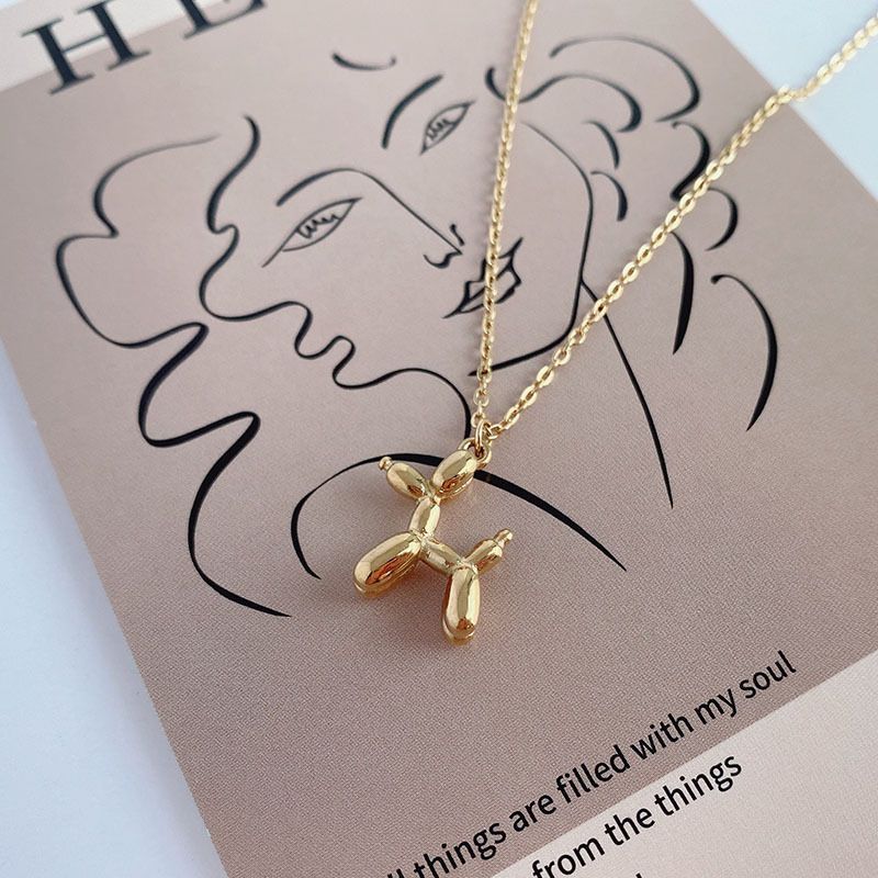2025 Nieuwe aankomsten Dames ballon- en hondvormige hangerketting, goud/zilver_voghion.com