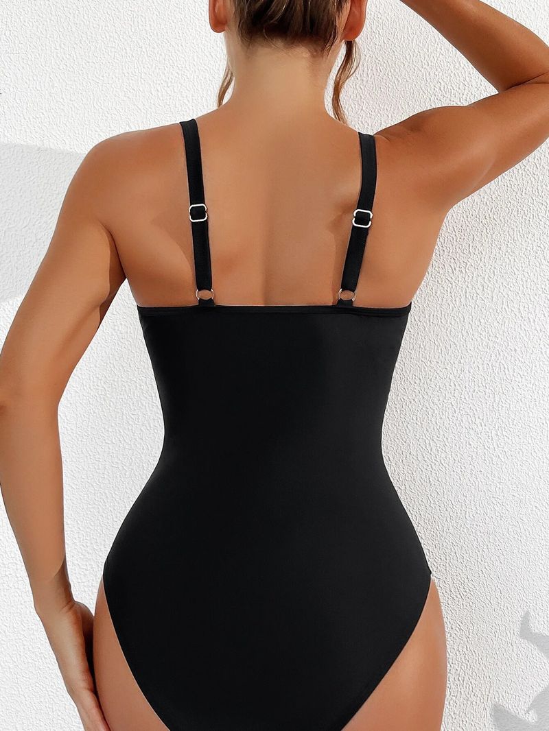 TUNIControl-Maillot Une Pièce Noir Femme, Tankini Plongeant, Maillot De Bain Push Up Pour Femme_voghion.com