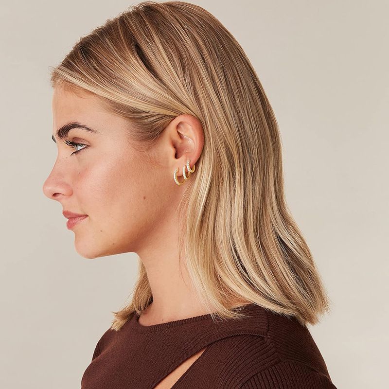 Circle For Women Micro Inlaid Zircon Earrings, Fashionable And Versatile K Round Dia Earrings_voghion.com