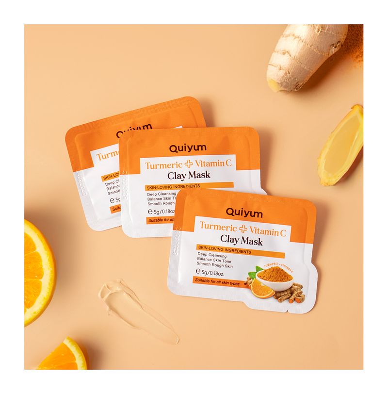 Quiyum Turmeric Vitamin C Cleansing Bag Mud Mask 5g*12pcs Moisturizing Mask Mud Wholesale One Piece_voghion.com