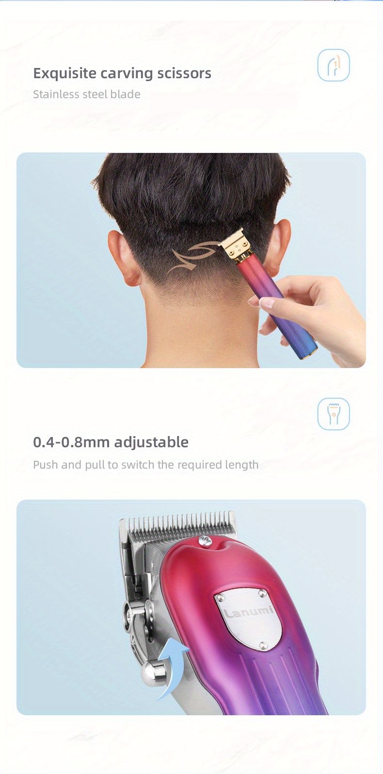 Tondeuses à cheveux professionnelles sans fil pour hommes - Tondeuses électriques pour barbier pour kit de coupe de cheveux - Kit de toilettage pour hommes avec longue durée de vie de la batterie et précision_voghion.com