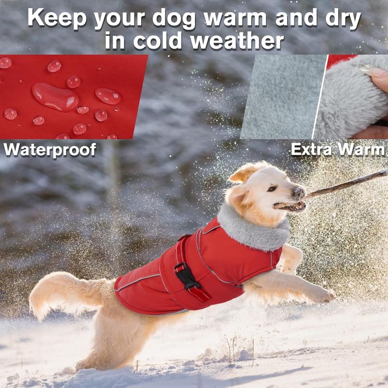 Cappotto per cani in pile spesso e foderato, impermeabile, in cotone, per autunno e inverno, per Golden Retriever e Bulldog francese_voghion.com