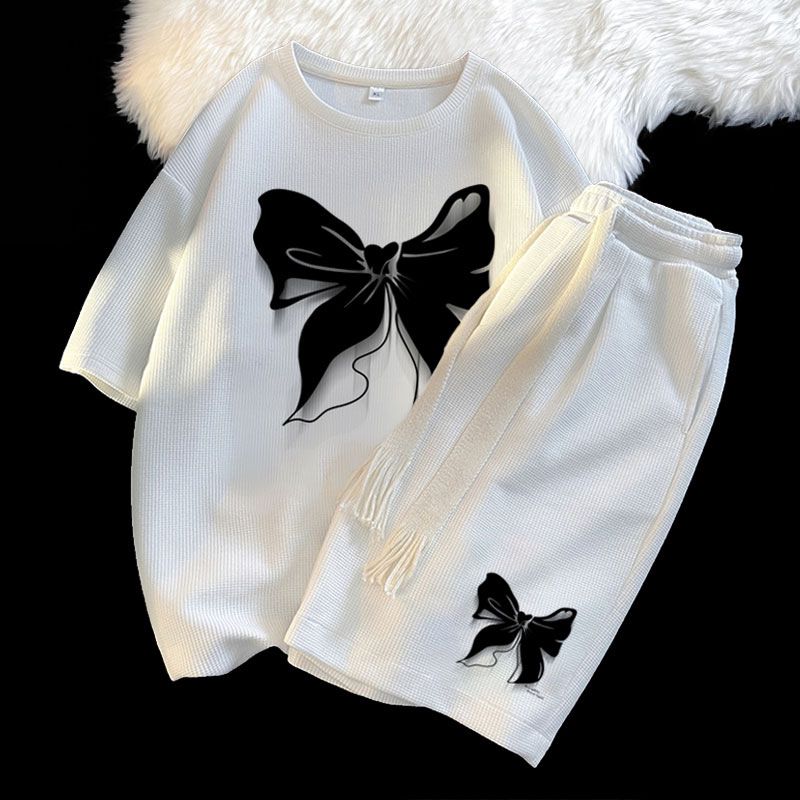 Damenbekleidung Freizeitanzüge Mode Sport Kurzarm Shorts Zweiteiliger Anzug_voghion.com