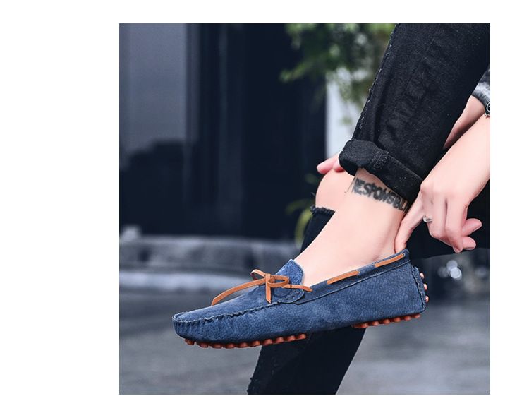 Herrskor i läder med Pig Bean-motiv, slip-on, herrskor i läder_voghion.com