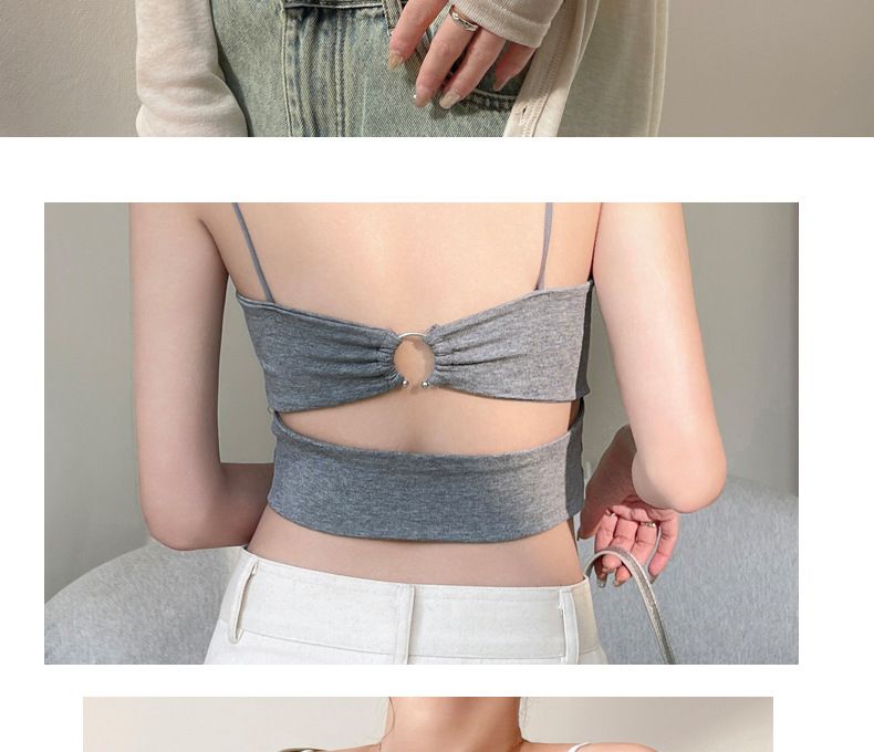 Sous-vêtements intimes pour femmes, coussinet de poitrine intégré, bonnet fixe, petites bretelles, débardeur pour femmes, design court intérieur printemps et été_voghion.com