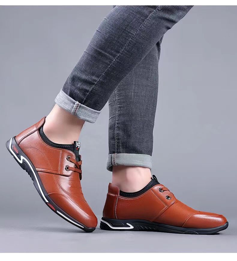 2023 new leather casual shoes lace-up breathable leather shoes work shoes cross-border wholesale men's shoes one-piece delivery_voghion.com