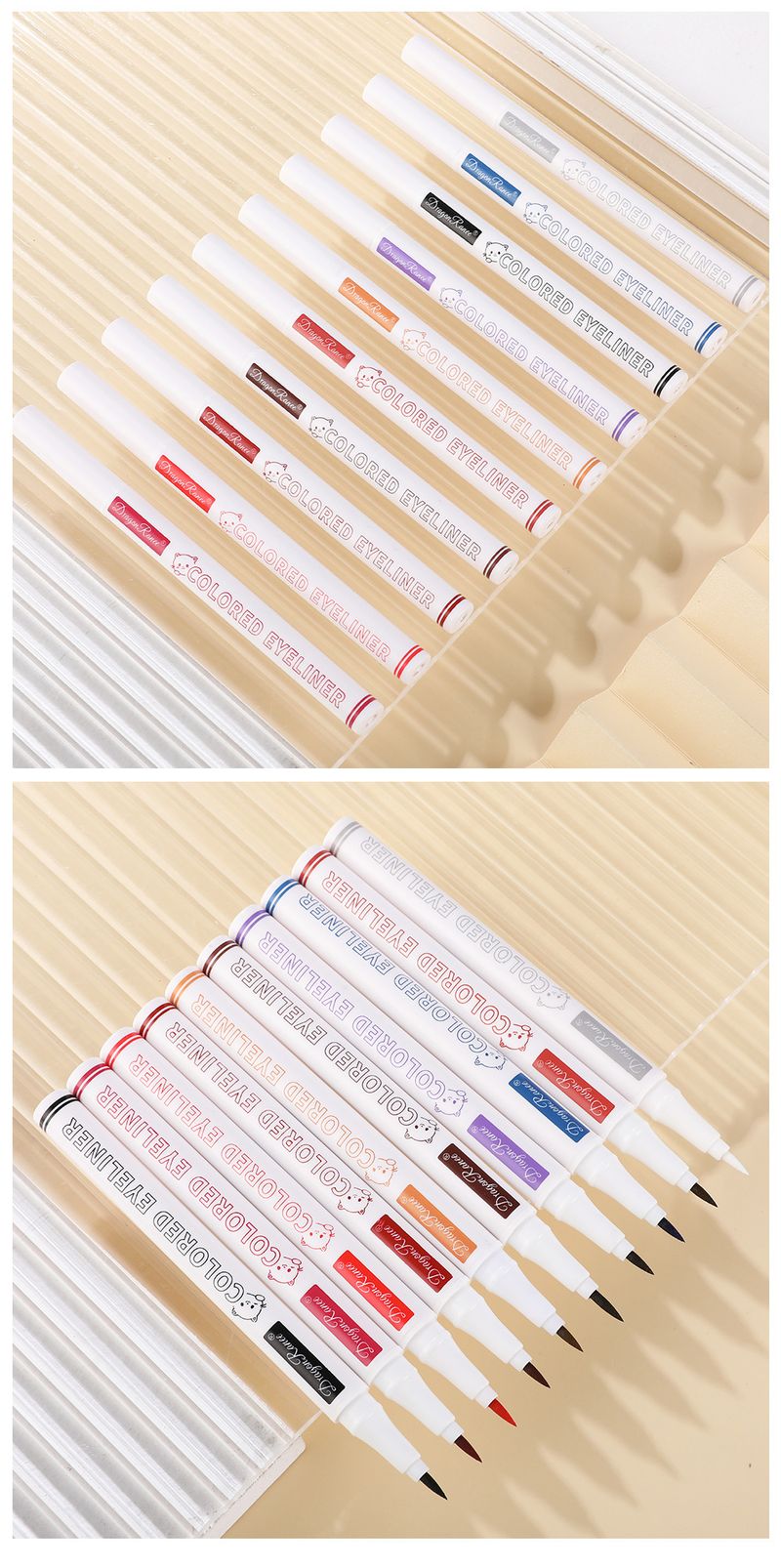 Eyeliner colorato waterproof - Punta ultra fine per principianti, ideale per creare linee d'acqua colorate, tonalità bianca inclusa_voghion.com