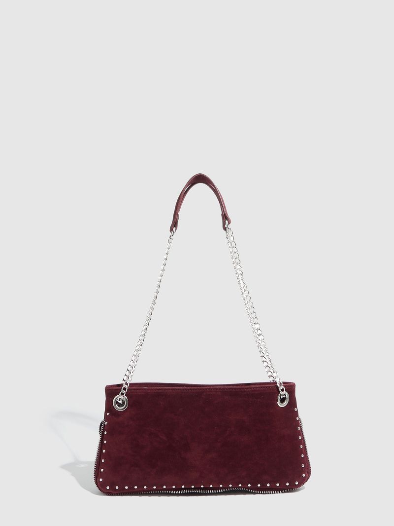 Borse da donna Nuovo stile punk Borsa a tracolla con catena Borsa a tracolla con occhiello e rivetto Borsa da ascella Borsa da donna smerigliata_voghion.com