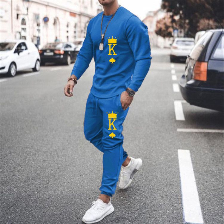 Men's Autumn Winter Sweatshirts Long Sleeve T-shirt Sets Letter Printed Men's Oversized Clothing T-shirt Fits Fashionable Sportswear Two Piece Set_voghion.com