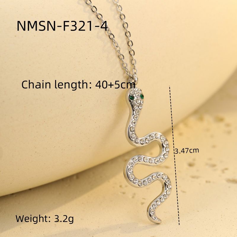 Collana da donna alla moda con elemento serpente, piccolo ciondolo a forma di serpente, collana in acciaio inossidabile con intarsi in zircone, personalità, nicchia, catena per clavicola_voghion.com