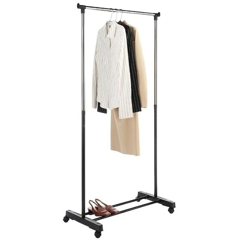 Bar Stand Garment Hanging Heavy Hanger Duty Single Clothes Rack Rolling Portable_voghion.com