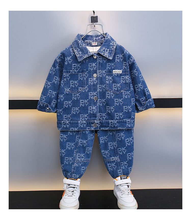 Otroška oblačila Otroška pomladna in jesenska otroška oblačila Nova modna otroška pomladna in jesenska oblačila Kul ulična kavbojska oblačila_voghion.com