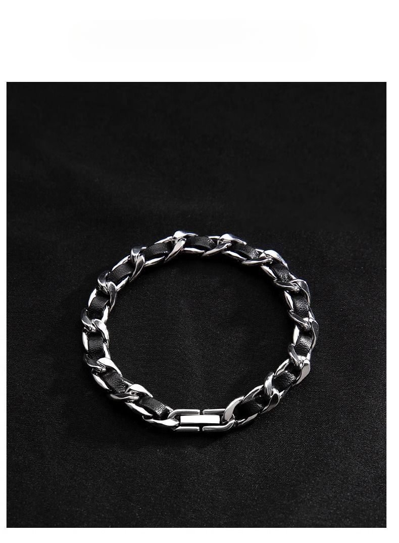 Bracelet For Men Titanium Steel Design Niche Domineering High-end Feel Hip-hop Trendy Men's Cuban Wrist Jewelry_voghion.com