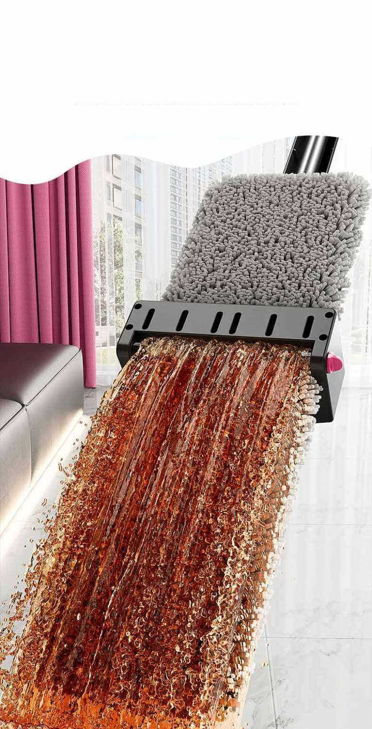 Unique Thickened Chenille Stainless Steel Rod Clamp Fixed Dual-use Dry And Wet Hand-free Household One-sweep Flat Mop_voghion.com