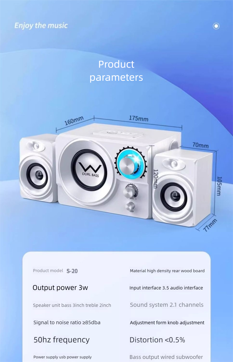 Krachtige zware bas USB Bluetooth Kleine luidspreker Audio Computer Desktop Thuis Notebook Multimedia_voghion.com