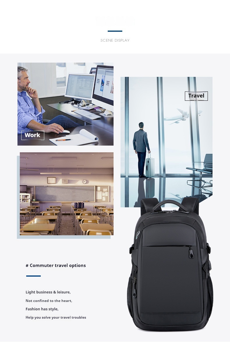 2024 new men's backpack, black backpack for men, student business travel laptop bag, wear-resistant and waterproof, large capacity backpack_voghion.com