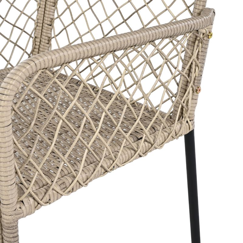 Ensemble de salle à manger d'extérieur 5 pièces pour 4 personnes, table en acacia massif, chaises en rotin synthétique, pour jardin et terrasse_voghion.com