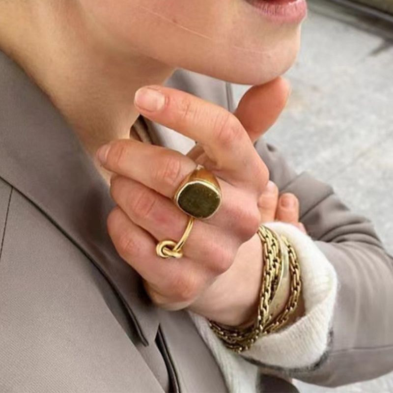 Hot Sales Foxanry Gold Color Tiger's Eye Rings For Women Couples Creative Personality Vintage Simple New Fashion Birthday Jewelry_voghion.com