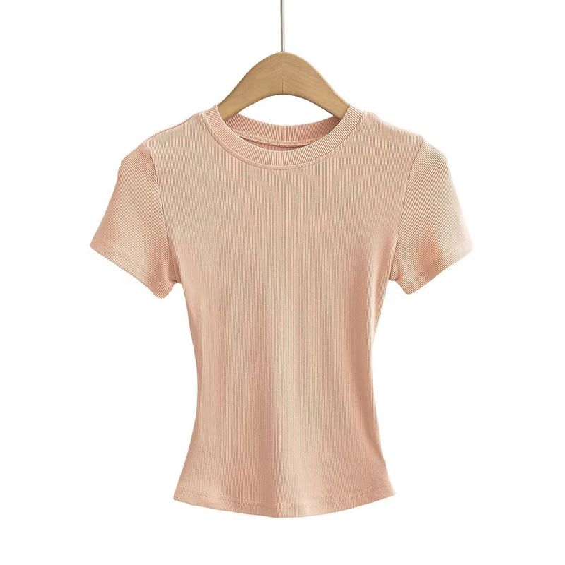 Spring New Women's Round Neck Pullover Slim Fit T-shirt Top C76179_voghion.com